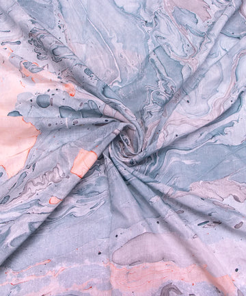 Light Grey Marble Printed Muslin Fabric